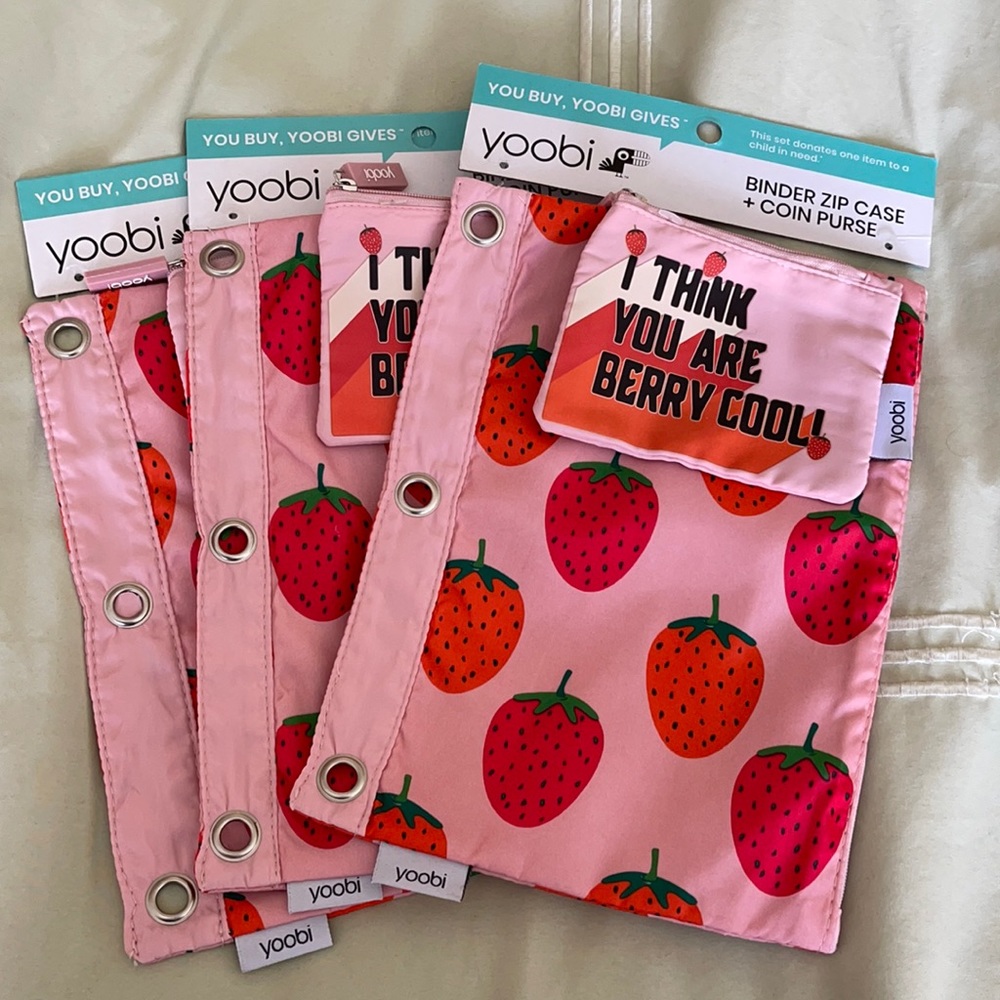Yoobi I Think You Are Berry Cool Zip+Coin Case 3pk